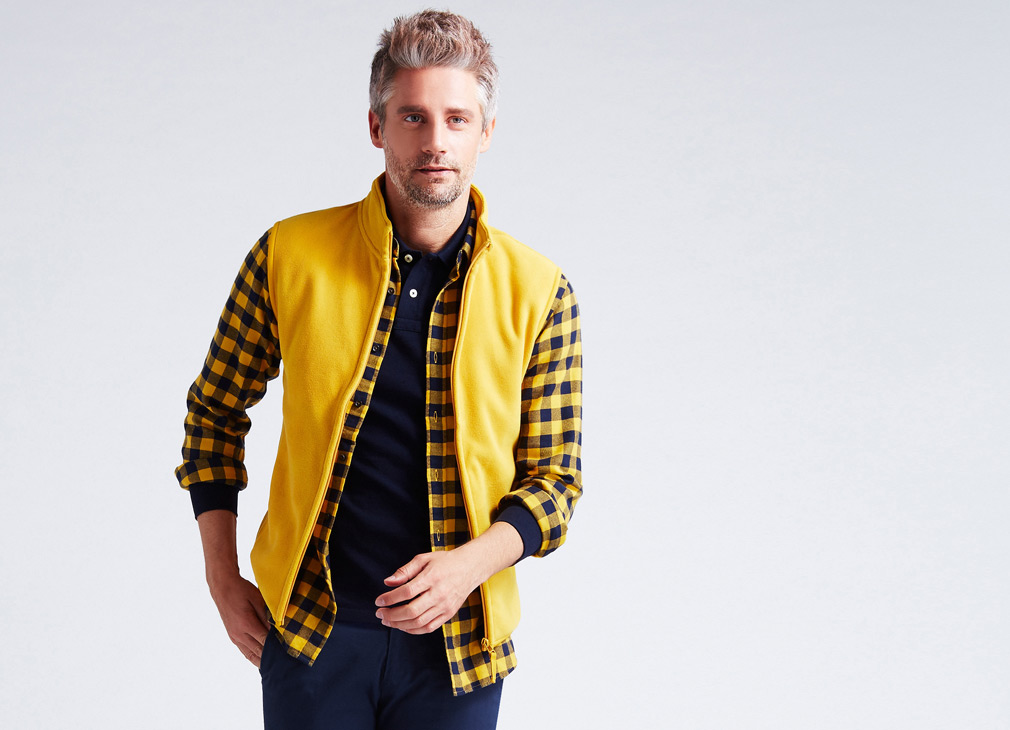 法蘭絨格紋襯衫-男