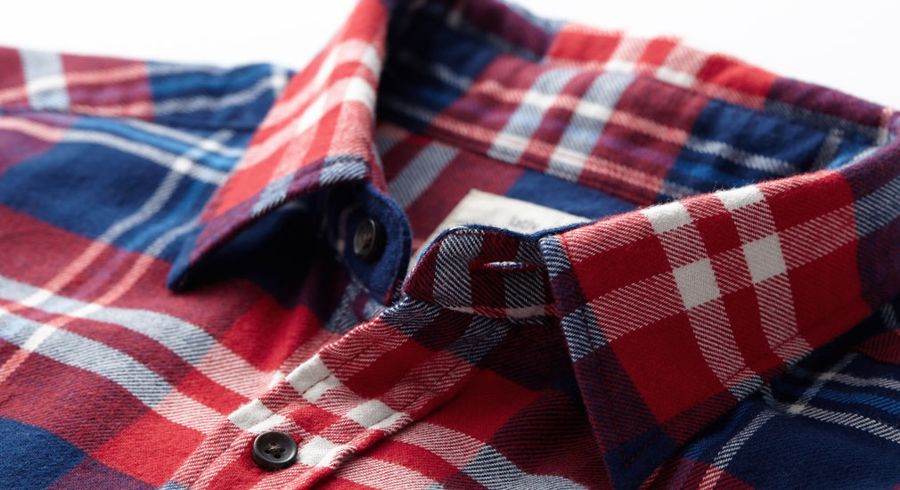 法蘭絨格紋襯衫-男